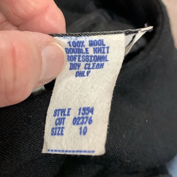 Vintage 70s N.R.1 Black Wool Double Knit Gold Button LS Shift Midi Dress Size 10 - Picture 6 of 14